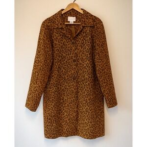 90s Vintage Susan Graver XL Womens Animal Print Satin Lined Button Blazer Coat